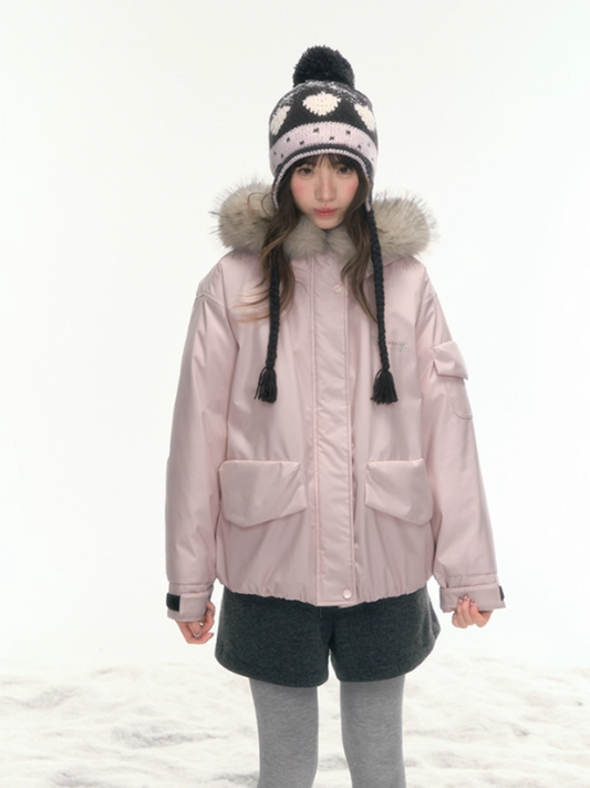 "Cloud Drift Guide" Cream Red Puff-Parka Down Coat LL2025441