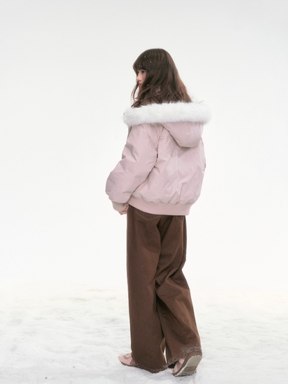 "Snow Velvet Sweetberry" Layered Down Jacket – Pink LL2025324