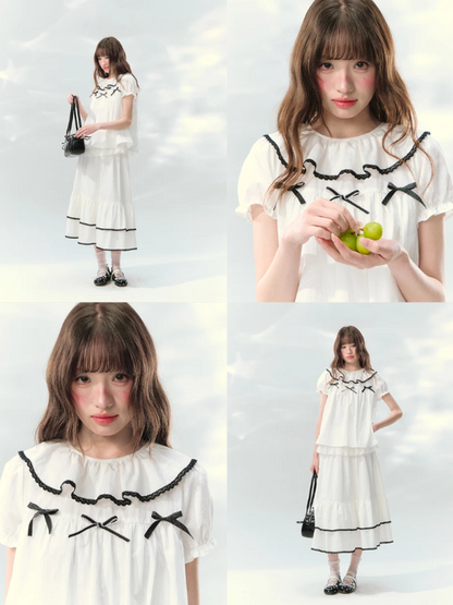 “Creamy Sweet Cocoa” Puff Sleeve Skirt Set SJ2026130