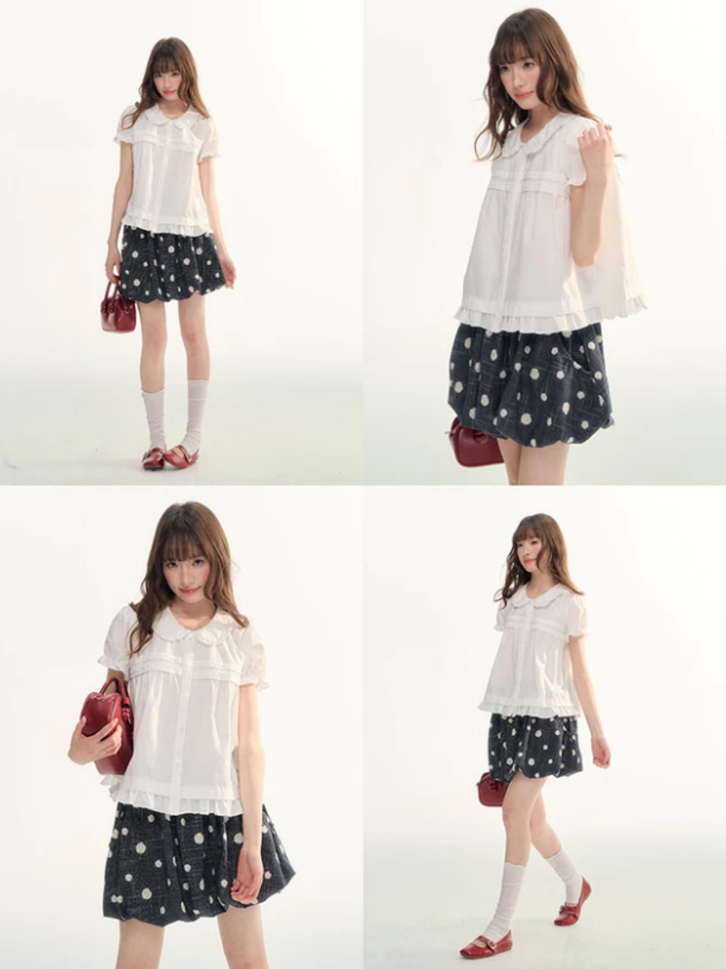 Soft Curl Peter Pan Puff Sleeve Blouse WW2026110