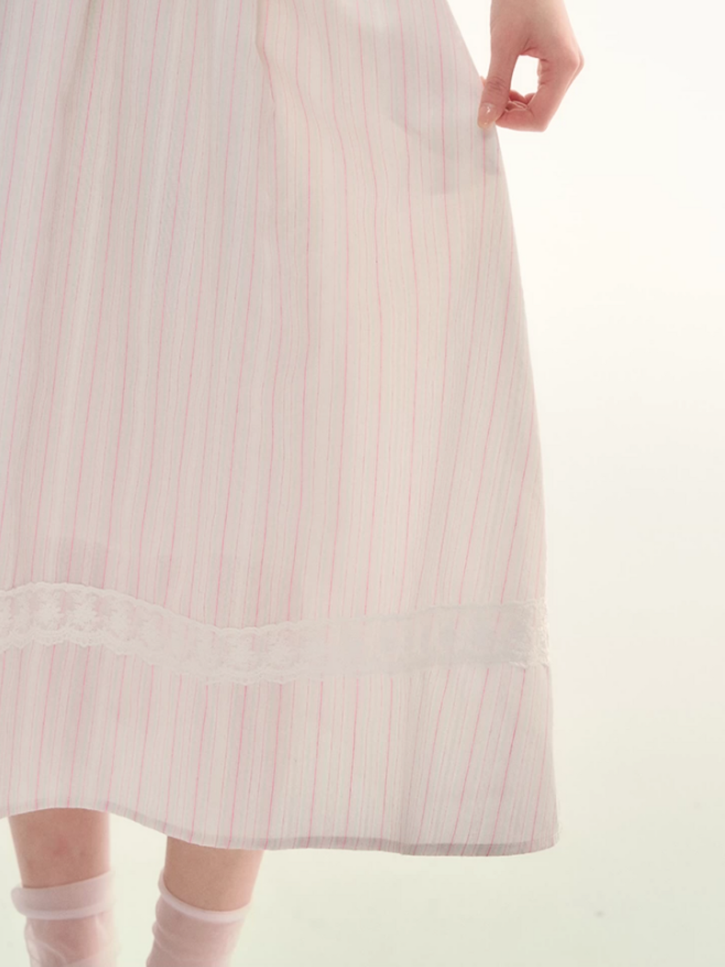 Pink Stripe Bow Detail Midi Dress LL2026080