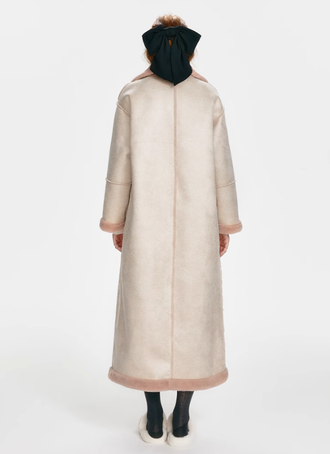 Peach Puff Lambswool Long Coat