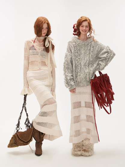 MAMC - 3D Knit-Draped Midi Skirt