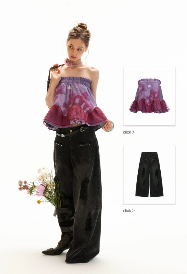 Moonlit Lavender Floral Mesh Tube Top WE929