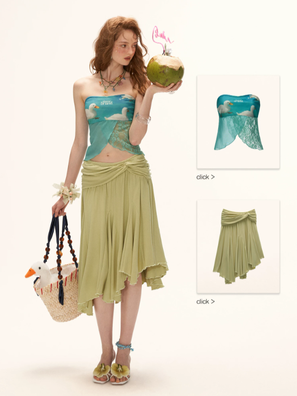 Sunlit Sage Green Draped A-Line Midi Skirt WE924