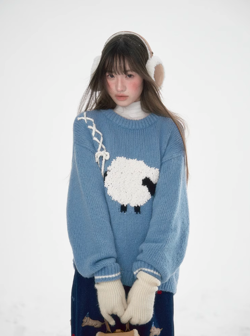 迭邦邦 - Blue Ribbon Bow Sweater