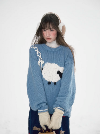 迭邦邦 - Blue Ribbon Bow Sweater