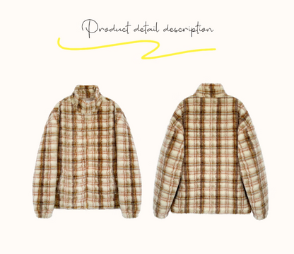 Zzouu - Coffee Grid Cotton Jacket