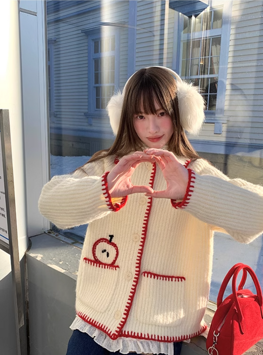 明雅一世 - Off-white Apple Cardigan