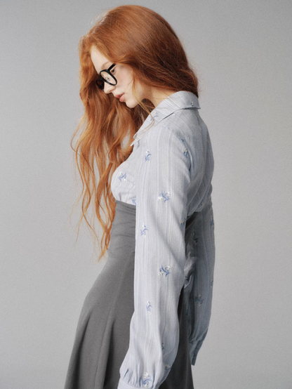 "奶油茉莉" Preppy Knit-Paneled Mini Dress