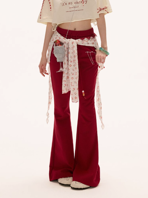 MAMC - Low-Waist Drawstring Flared Pants – American Retro Style