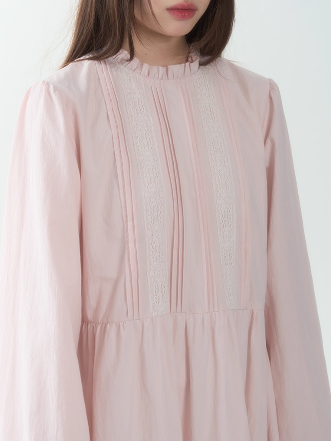 罐头士多所 - Soft Lace-Trim French Midi Dress – Sweet Preppy Early Fall Look
