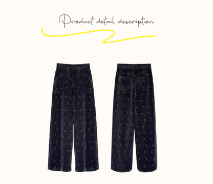 Zzouu - Embroidered Corduroy Pants