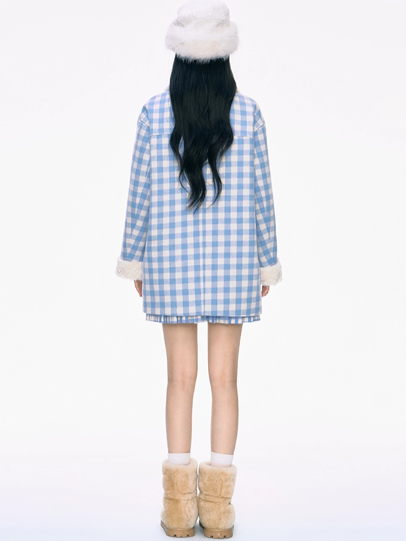 PCH - Blue Padded Mid-Length Wool-Blend Coat