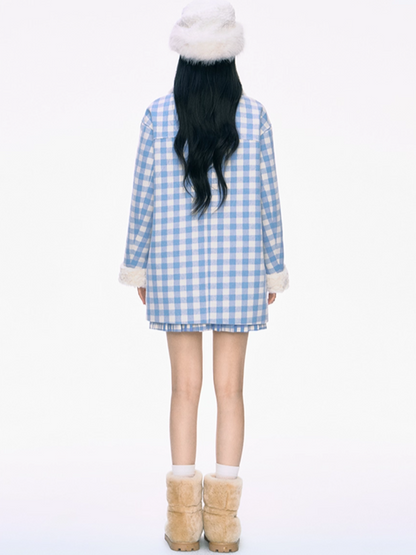 PCH - Blue Padded Mid-Length Wool-Blend Coat