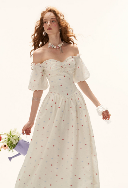 Romantic Floral Twist-Bustier Maxi Dress WE966