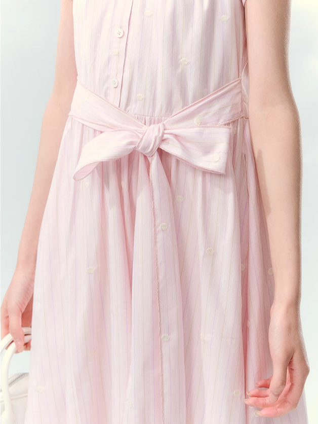 “Pink Mist Soufflé” Blush Pink Embroidered Doll Collar Dress