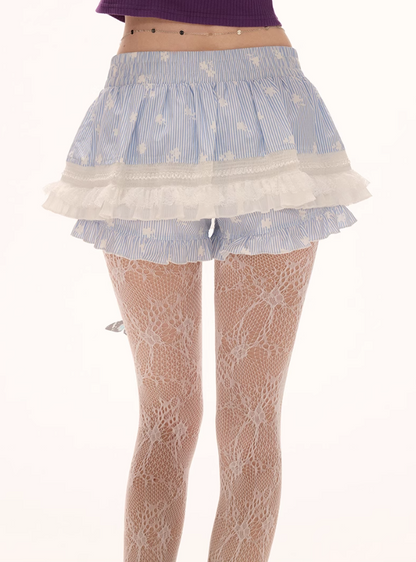 MAMC - Striped Floral Ruffle Mini Skort – Sweet & Versatile Summer Essential