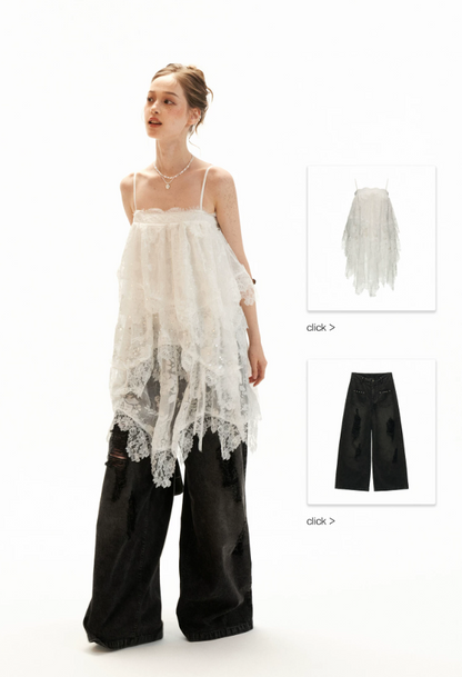 Ethereal White Lace Tiered Mini Dress WE996
