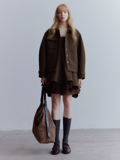 FUSSED Rebel Heiress Wool Blend Jacket – Chocolate Brown FOF-25AW192b