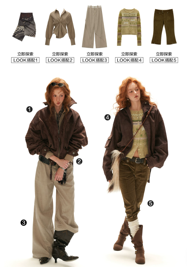 MAMC - Brown Faux-Horsehair Textured Cropped Jacket with Metal Snap Collar
