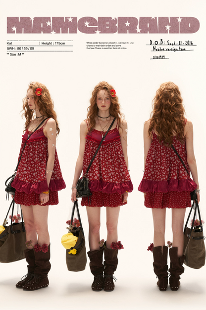 MAMC - "Retro Rouge Mood" Floral Cami Top & Mini Dress Set WE975