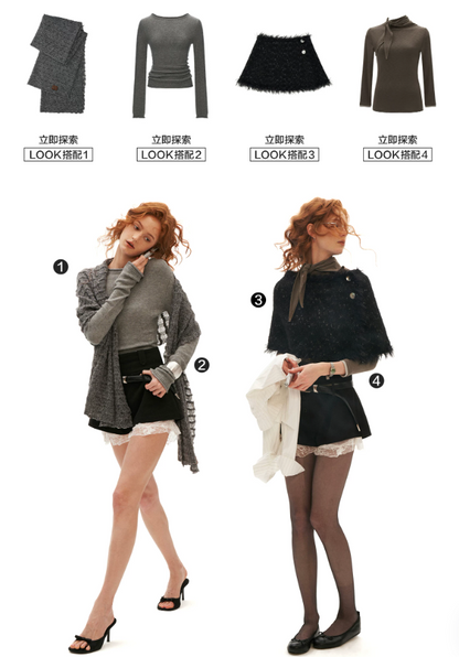 MAMC - Black Wool-Blend Lace-Trim A-Line Tailored Shorts