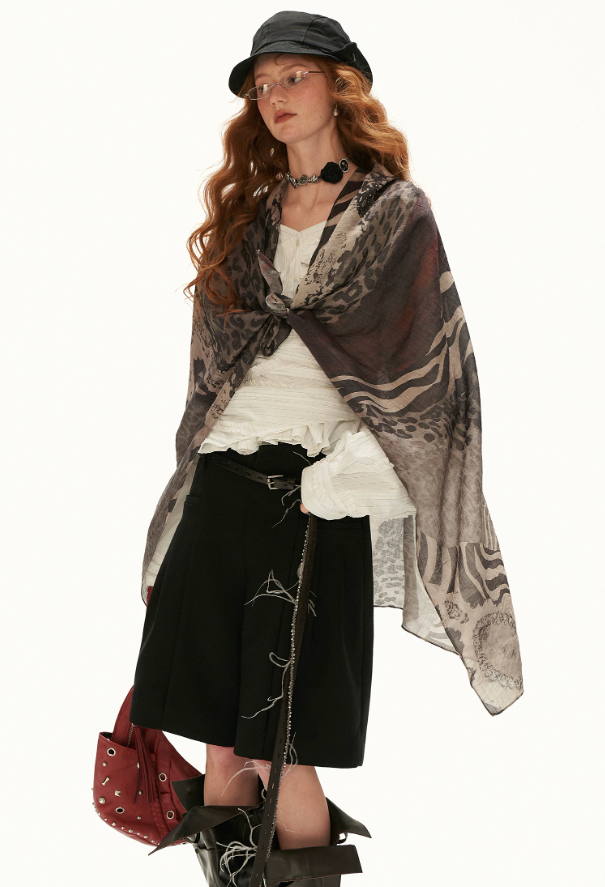 MAMC - Leopard Print & Zebra Stripe Textured Scarf Shawl