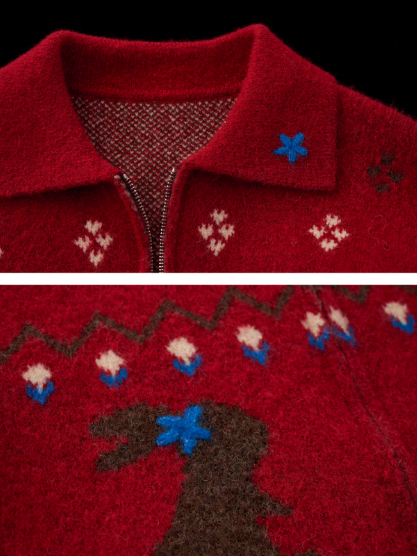 MAMC - Cozy Snowflake Bunny Knit Cardigan – Red WE873