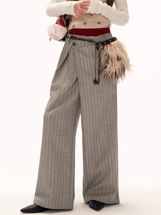 MAMC - Fleece-Lined Light Grey Deconstructed Pleat Trousers WE878