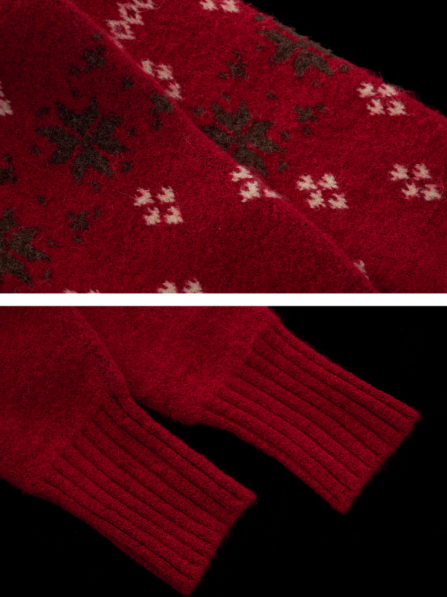 MAMC - Cozy Snowflake Bunny Knit Cardigan – Red WE873