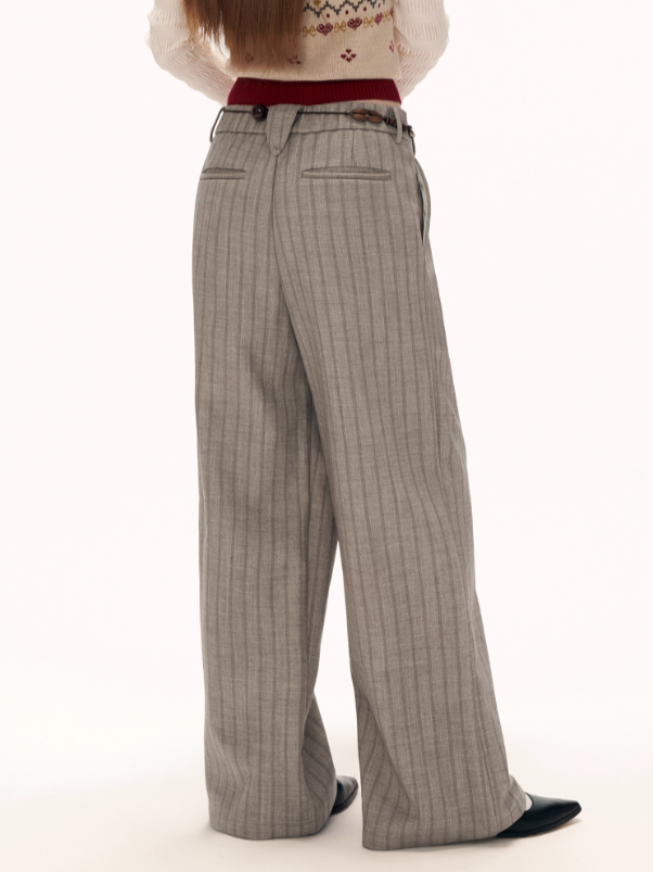 MAMC - Fleece-Lined Light Grey Deconstructed Pleat Trousers WE878