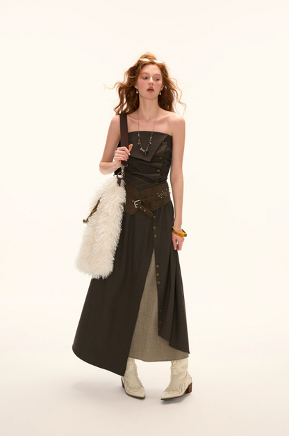 MAMC - Dark Academia Layered Strapless Midi Dress
