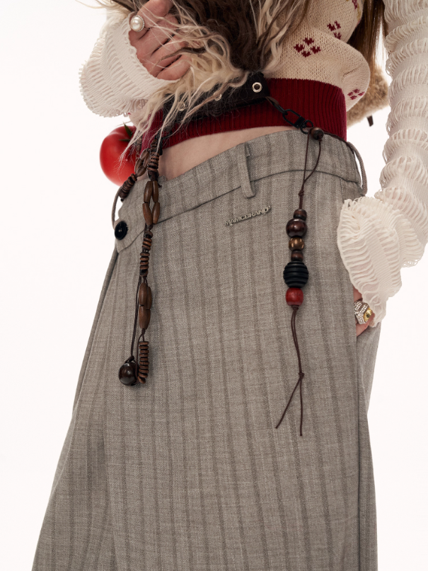 MAMC - Fleece-Lined Light Grey Deconstructed Pleat Trousers WE878