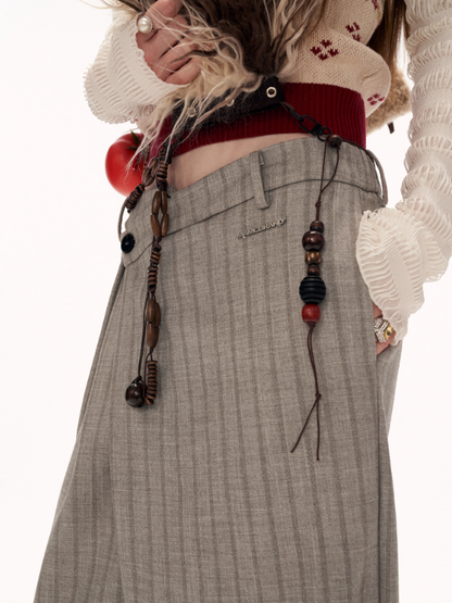 MAMC - Fleece-Lined Light Grey Deconstructed Pleat Trousers WE878