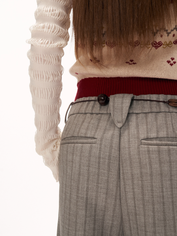 MAMC - Fleece-Lined Light Grey Deconstructed Pleat Trousers WE878