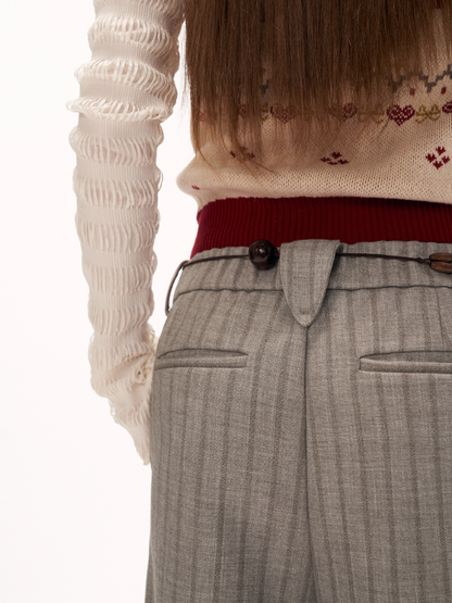MAMC - Fleece-Lined Light Grey Deconstructed Pleat Trousers WE878