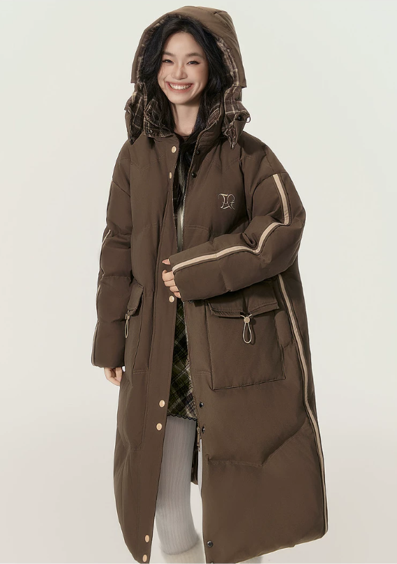 EPTISON - Brown 90% White Duck Down Long Puffer Coat