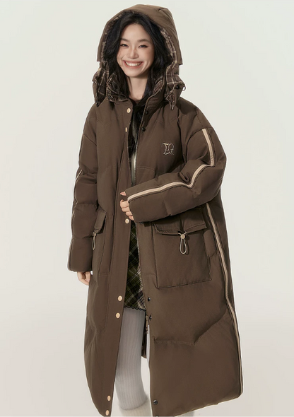 EPTISON - Brown 90% White Duck Down Long Puffer Coat