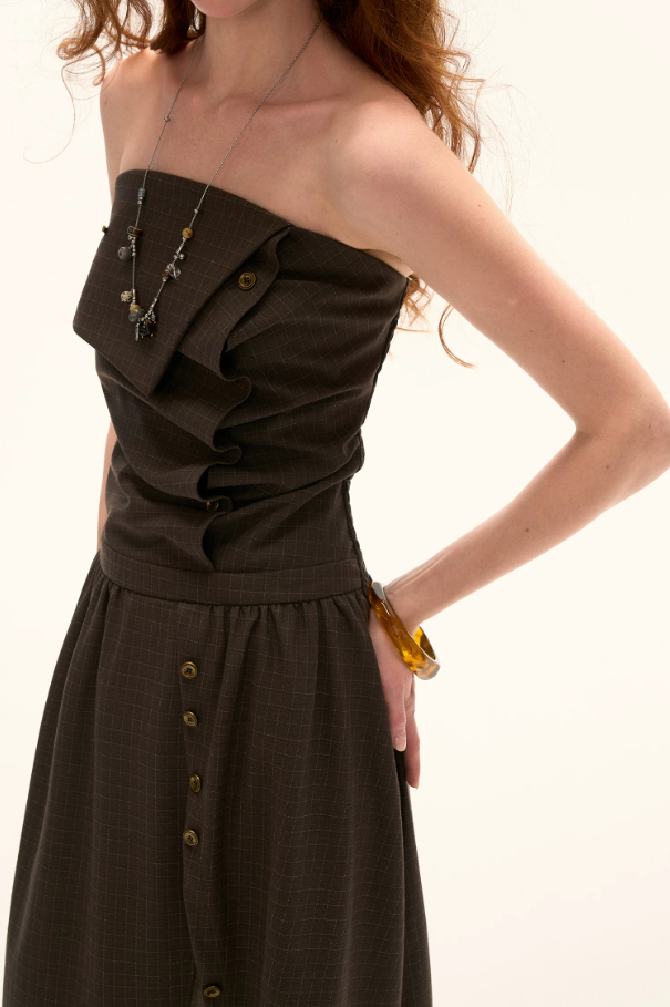 MAMC - Dark Academia Layered Strapless Midi Dress