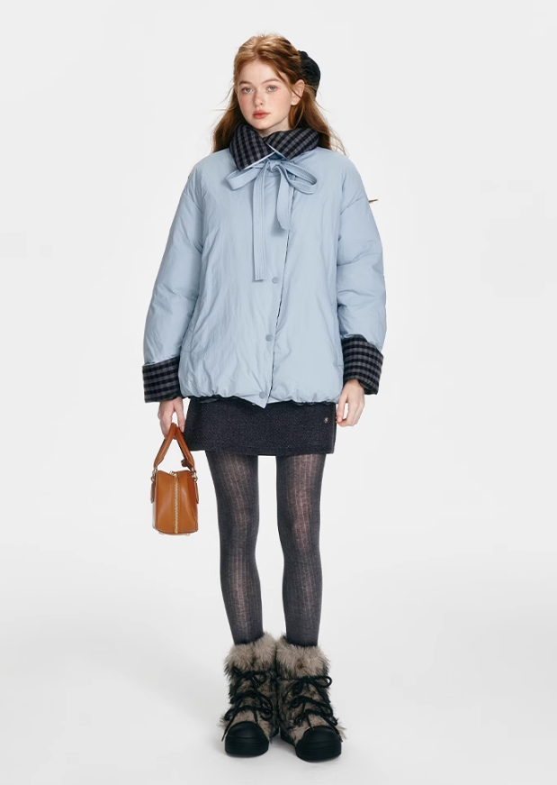 "Misty Reverie" Reversible Vintage Plaid Down Jacket