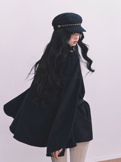 "巴黎新贵" French Heiress Waist-Cinched Cape Blazer