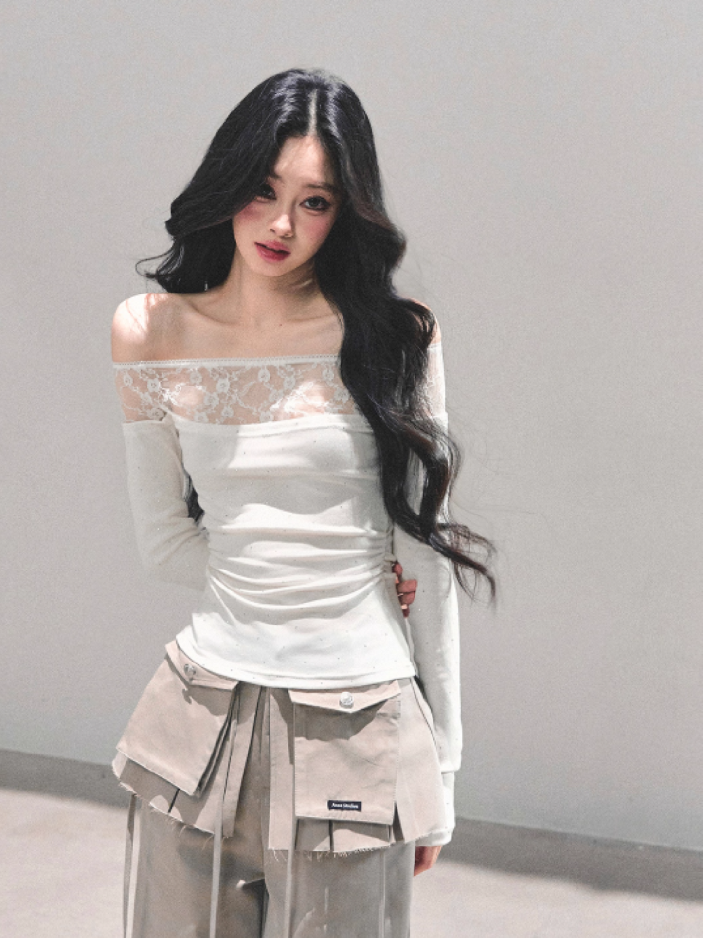"空白的余温" Winter Poise Knit Polo Top - White