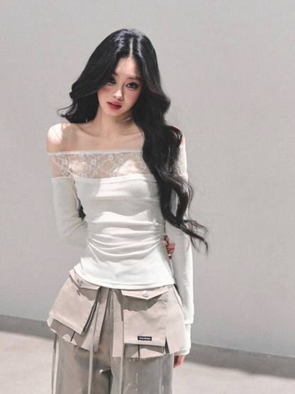 "空白的余温" Winter Poise Knit Polo Top - White