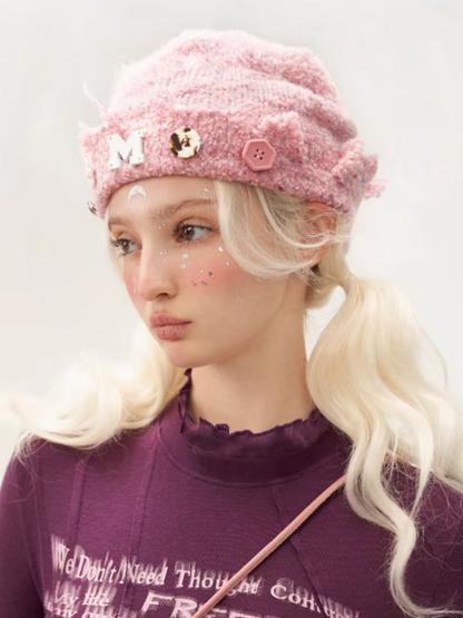 MAMC - Pink Logo Knit Beanie Hat WE212
