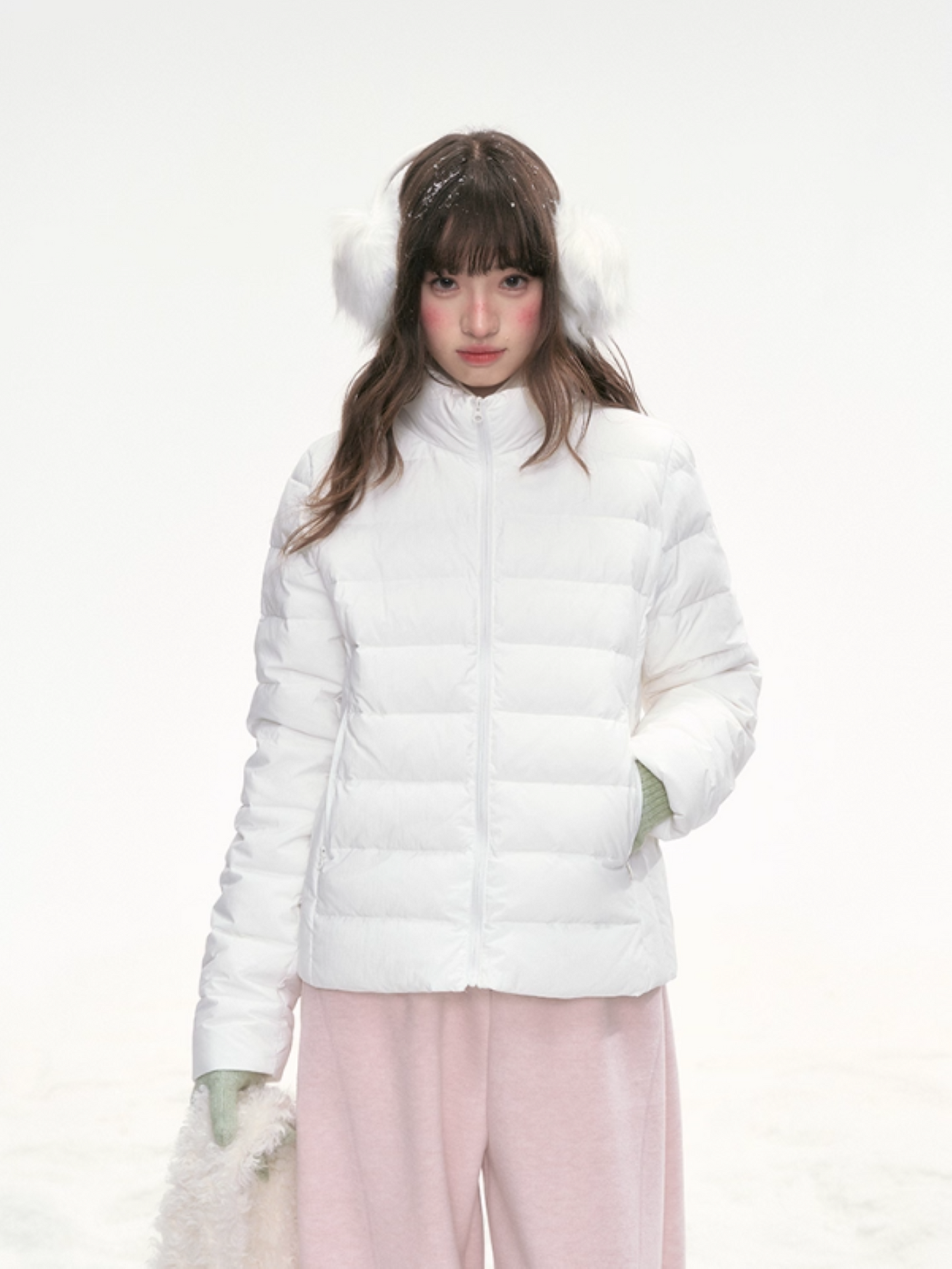 Basic-Warm 2.0 Graphene Ribbed Goose Down Jacket – White SJ2025323