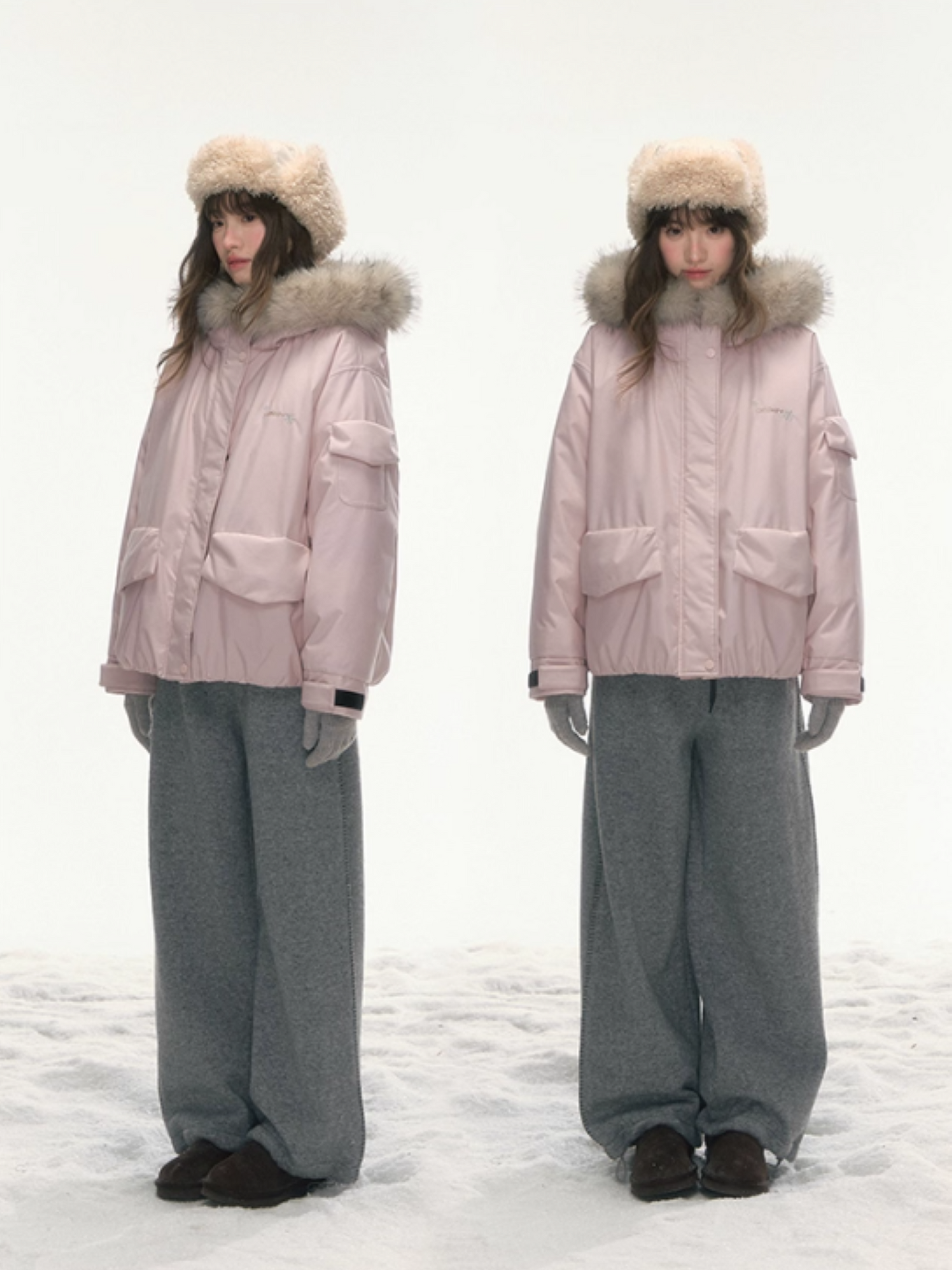 "Cloud Drift Guide" Cream Red Puff-Parka Down Coat LL2025441