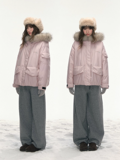 "Cloud Drift Guide" Cream Red Puff-Parka Down Coat LL2025441