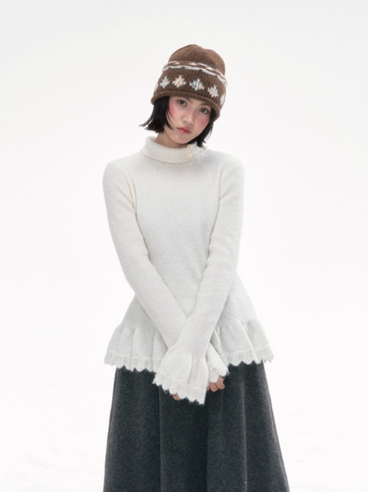 “Sweet Cloud Pleats” Soft Knit Turtleneck Top LL2025284