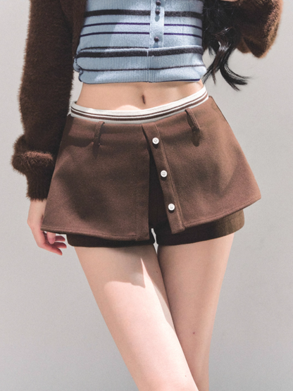 韩女 “Soft Frame” A-Line Skort - COFFEE BROWN